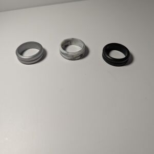 Stylish Silicone Men's Ring Set - Black, Gray, and Marble